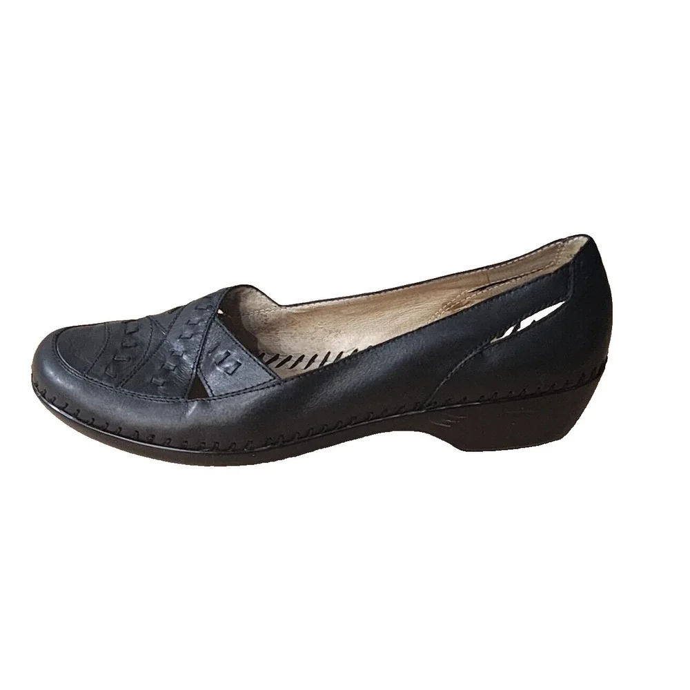 Women's EASY SPIRIT Black Slip-on Wedge Heel SHOES, Size 10N‎
